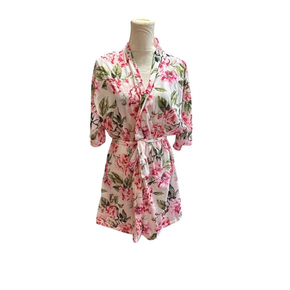 Floral Kimono Robe With Belt By Show Me Your Mumu O/S White Pink Lightweight - Picture 3 of 7
